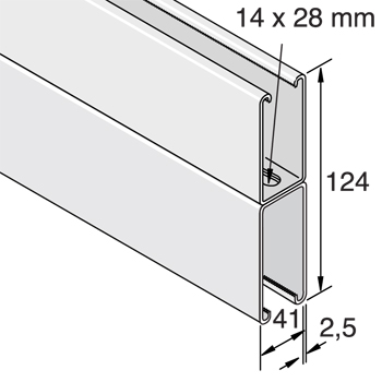 Dubbele Montagerail 41/62/2,5 L=6m EV detail 2