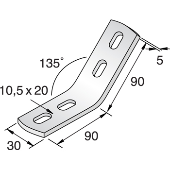 Montagehoek UNI LH45 90/90/30/45° EV detail 2