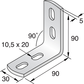 Montagehoek UNI LH90 90/90/30/90° EV detail 2