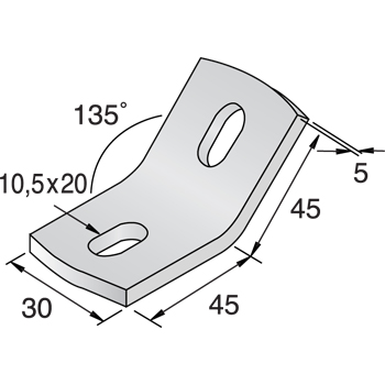 Montagehoek UNI LH45 45/45/30/45° EV detail 2