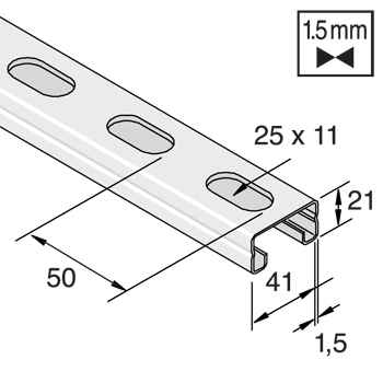 Montagerail 41/21/1,5 L=6m EV detail 3
