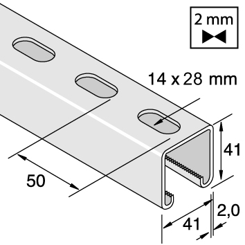Montagerail 41/41/2,0 L=6m HCB detail 2