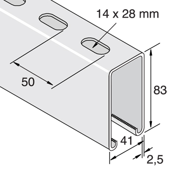 Montagerail 41/83/2,5 L=6m HCB detail 2
