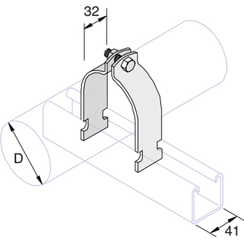 Montagerailbeugel Ø   263.5-276.2 mm RVS A2 detail 2