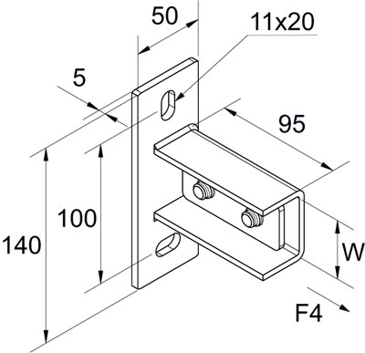 Steunverbinder voor montagerail 41 SF-L EV detail 2