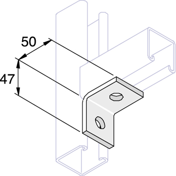 Montagehoek K1026SS  47 x 50 x 40mm  90° - RVS A4 detail 2