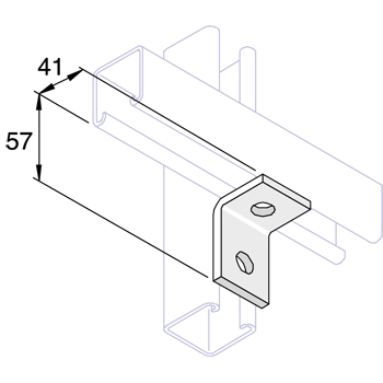 Montagehoek K1068SS  57 x 41 x 40mm 90˚ - RVS A4 detail 2