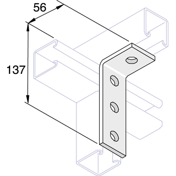 Montagehoek K1278SS  137 x 56 x 40mm 90˚ - RVS A4 detail 2