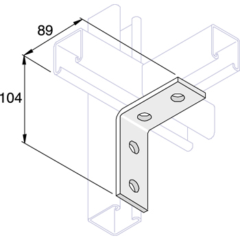 Montagehoek K1325SS  104 x 89 x 40mm  90˚ - RVS A4 detail 2