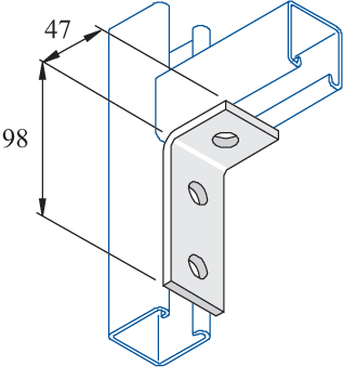 Montagehoek K1346SS  89/56/90˚ - RVS A4 detail 2