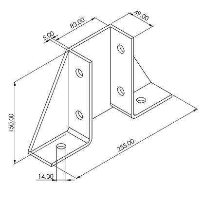 Montagehoek 41-D driehoek model K2348-S2-HCB detail 2