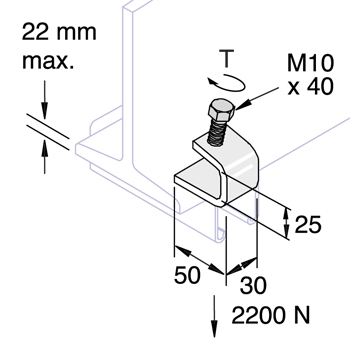Montagerail balkklem K1272SS RVS-A4 detail 2