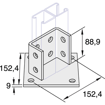 Montagevoet 41-D hoog model K2073A-HCB detail 2