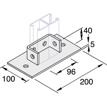 Montagevoet 41-D laag model K2073-HCB detail 2