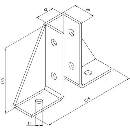 Montagevoet 41 driehoek model K2348-S1-HCB detail 2