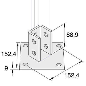 Montagevoet 41 hoog model K2072A-HCB detail 2